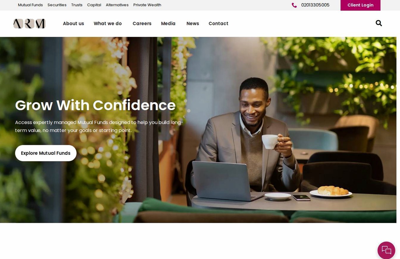 Screenshot of the ARM Securities website