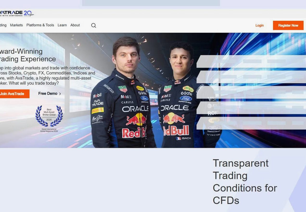 Screenshot of the AvaTrade website
