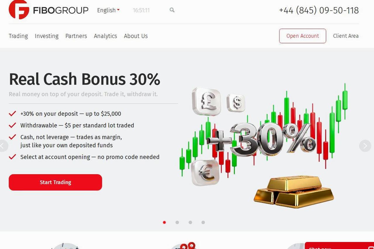 Screenshot of the FIBO Group website
