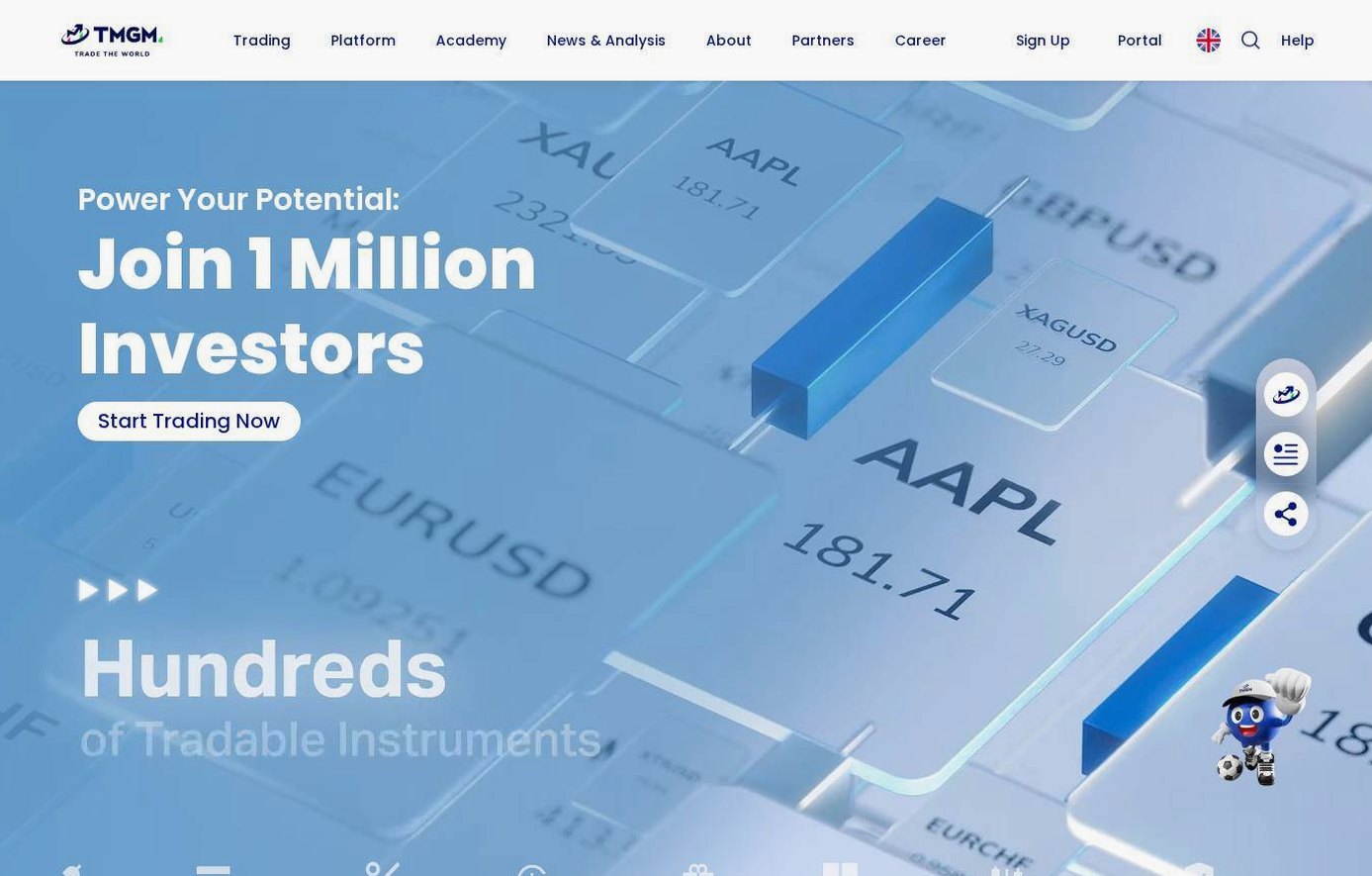 Screenshot of the TMGM website