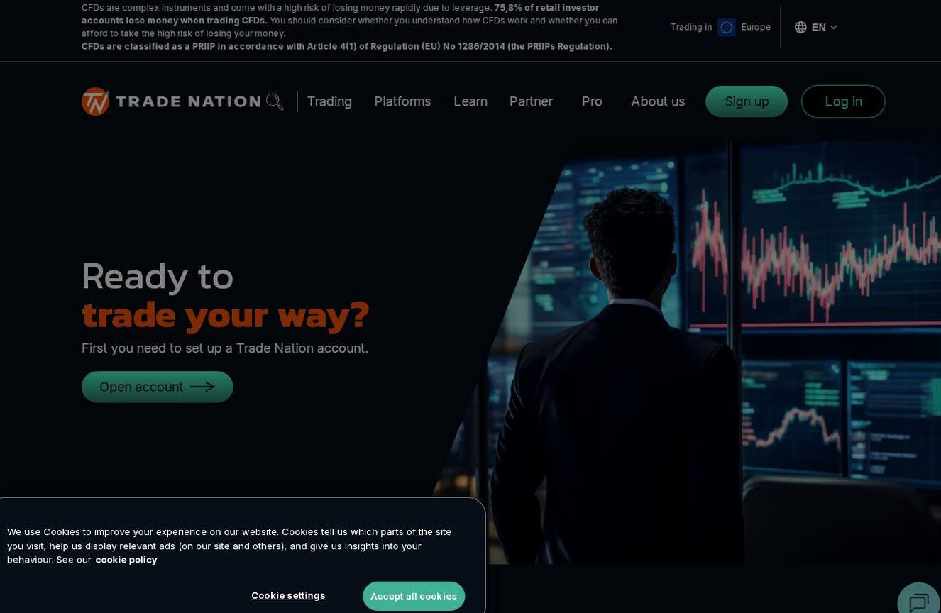 The platform page on the Trade Nation website