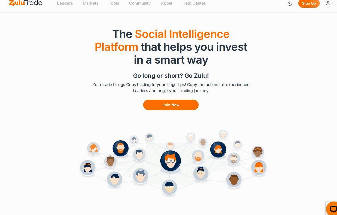 Screenshot of the ZuluTrade website